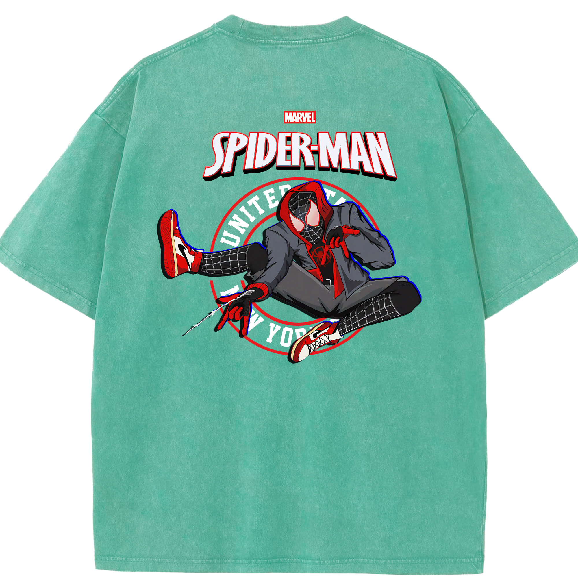 （画像用） Spider Man スパイダーマン 綿100% ヴィンテージ風 半袖Tシャツ（背面プリント）